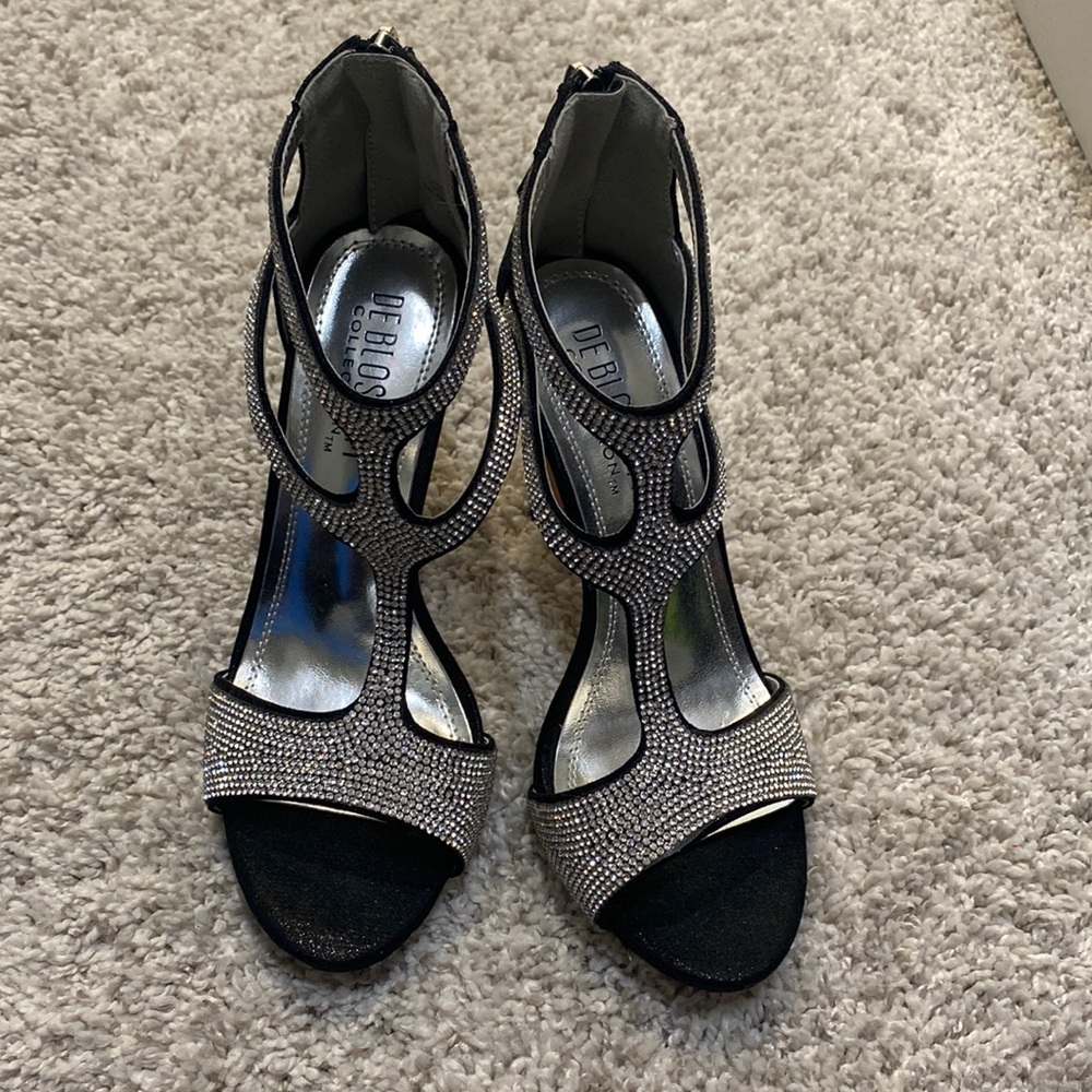 Black and Silver Sparkly Heels